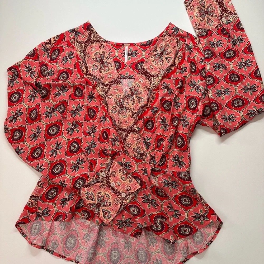 Free People Pink Floral Blouse